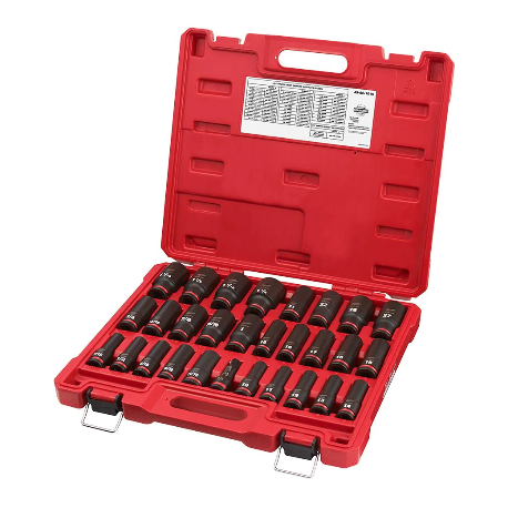 Milwaukee 29pc 1/2'' drive SAE and Metric socket set MLW49-66-7016