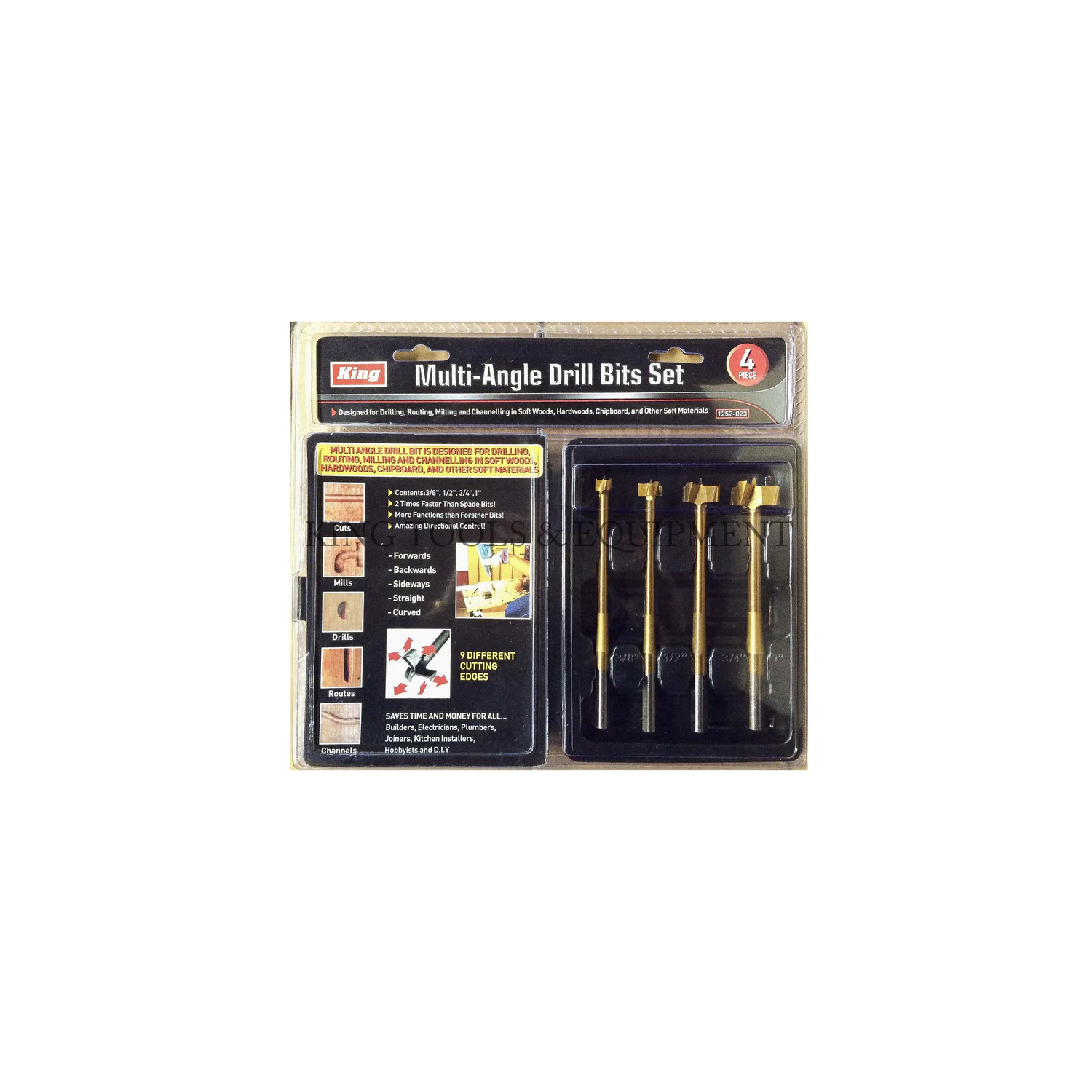 4PC MULTIANGLE DRILL BIT SET W/ CASE 12520 CENTRE OUTILS PLUS