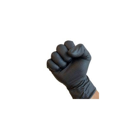 Gants de nitrile 6mm, noir avec des picots Large DNT-106L