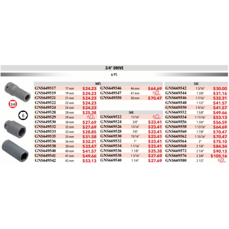 Individual Socket pricing (Please send us a list of sockets needed from picture)