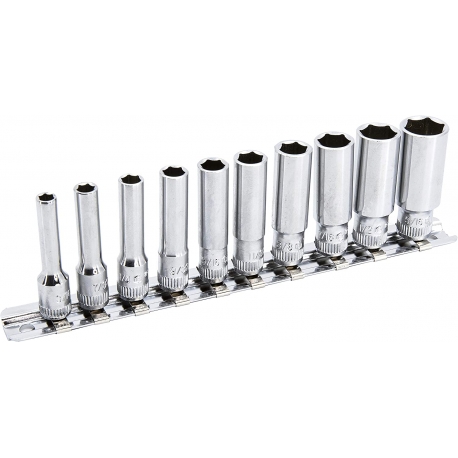 Genius 1/4'' drive deep chrome socket set SAE (GD210S)