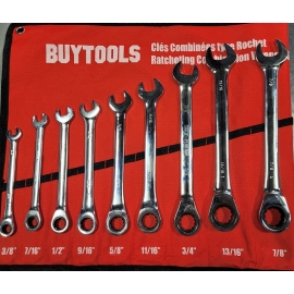 Ratcheting wrench set 9 pc SAE (BTSAE9)