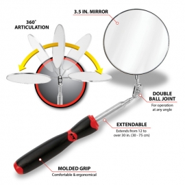 3-1/2'' inch telescopic inspection mirror W1257