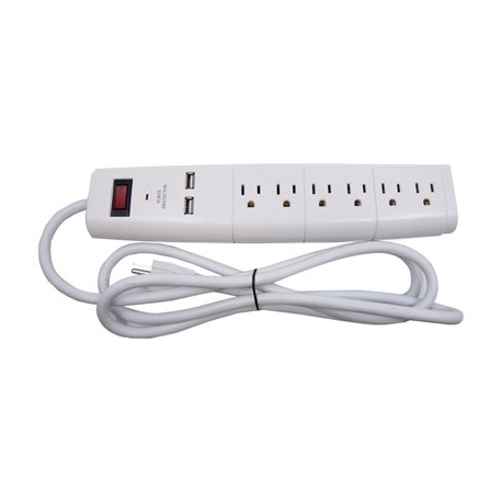 SURGE PROTECTOR POWER BAR WITH 2 USB CHARGING PORTS 6FT 6 139998