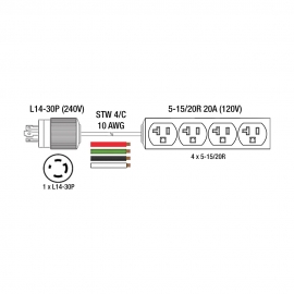 Generator extension cord 25 foot KL1430254T