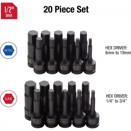 Sunex 20pc 1/2'' drive hex socket set 2637