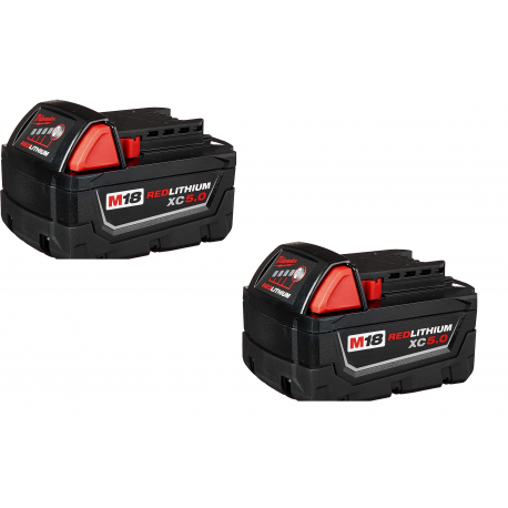 2 x Milwaukee Batterie 18 V M18 Redlithium 5,0 Ah XC5.0 48-11-1850 (2 pcs)