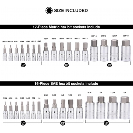 33 piece male hexagonal socket set BT13355A