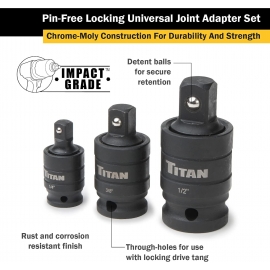 3pc pin-free locking impact U joint socket set 16151