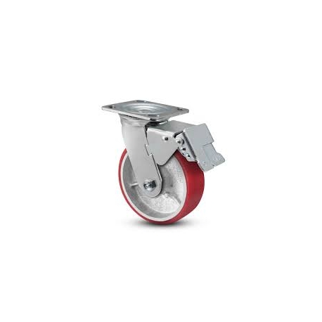 SWIVEL CASTER 5 INCH W BRAKE 485LB  (41-125S-PU-TTB)