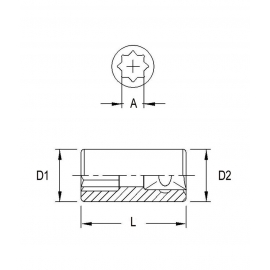 Douille double carré  5/16'' prise 1/4'' 262510