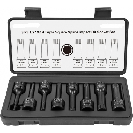 Spline socket set 1/2'' drive impact BT13101B