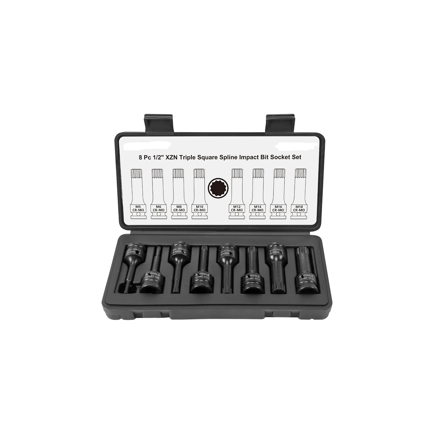 Spline socket set 1/2'' drive impact BT13101B