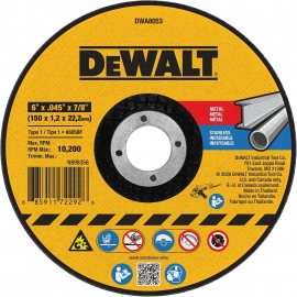 10pc DEWALT DWA8053 Disque de Coupe 6 x 0,045 x 7/8 T1