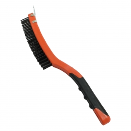 14'' steel wire brush with end scraper 078542