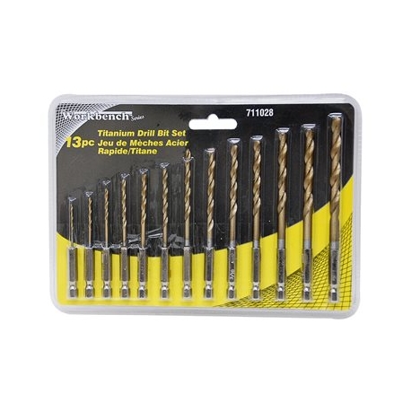 13PC DRILL BIT HSS TITANIUM HEX SHANKS SET 711028