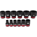 Milwaukee Tool 12PCSHOCKWAVE Impact Duty 3/8" SAE Standard 6 Point Socket Set MLW49-66-7005