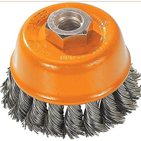 WALTER 13-F 354 Orange Cup Brush Knot-Twisted Wires 3" x 5/8-11"