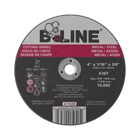 Disque tronconneuse d'acier 4'' x 1/16'' x 3/8'' 411638 Disque tronconneuse d'acier 4'' x 1/16'' x 3/8'' 411638