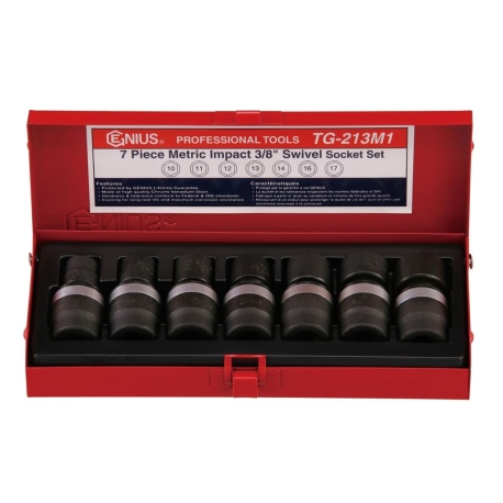 Universal joint impact socket set 3/8'' metric TG213M