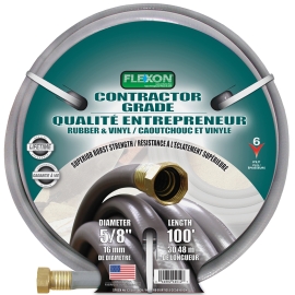 Water Hose Contractor w/ Crush-Proof Fittings 5/8in x 100ft Grey 544012