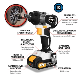 20V Li-Ion 1/2'' brushless impact wrench W7720