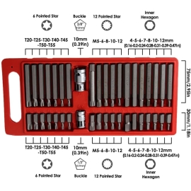 40 piece torx spline and hex bit set (BT1017)
