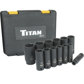 TITAN tools 13 piece deep impact socket set 1/2'' drive 42313