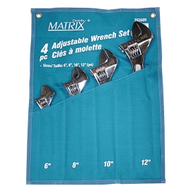 Tooltech FirmGrip 4PC Adjustable Wrench Set 6-8-10-12in HCS 702609