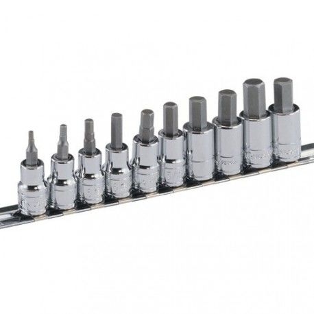 Genius BS-310HM - Metric Hexagonal Bit Socket Set (10 Pcs) 1/4" & 3/8" Drive Item No. GNSBS310HM