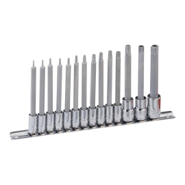 JEU DE 14 DOUILLES À EMBOUTS LONGS ÉTOILES 1/4"-3/8" Réf. GNSBS2314TL