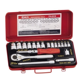 Genius TX-2315 - Jeu de 15 douilles à main à tête fraisée 1/4" et 3/8" (référence : GNSTX-2315)
