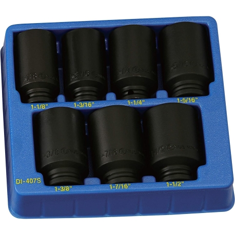 Genius DI-407S - Jeu de douilles à chocs profond 1/2" 7 pièces 6 pans SAE No. d'article GNSDI407S