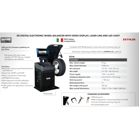 Équilibreuse / Balanceur de Roues éléctrique PRO  RD46