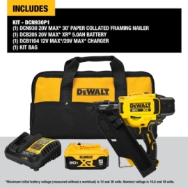 DEWALT 20V MAX XR Brushless 30-Degree Paper Tape Framing Nailer Kit with 5.0Ah Battery, dcg930p1