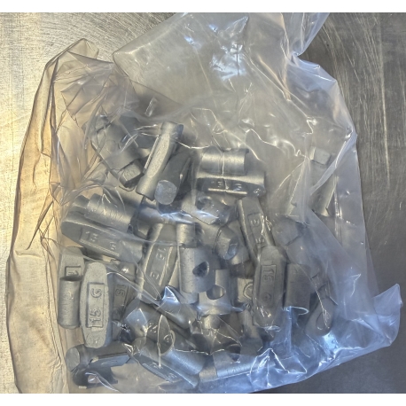 Plombs à balancer IAW 15 g à clip – Plaqués zinc (Paquet de 25)