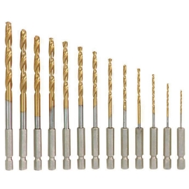 13PC DRILL BIT HSS TITANIUM HEX SHANKS SET 711028