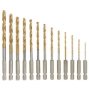 13PC DRILL BIT HSS TITANIUM HEX SHANKS SET 711028