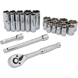 Titan 68911 Jeu de 27 douilles et cliquet impériale 3/8"