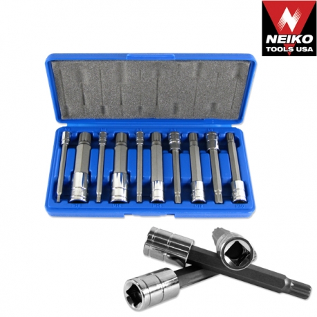 10PC. XZN TRIPLE SQUARE LONG SPLINE SOCKET BIT SET