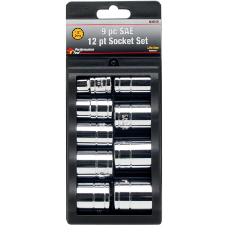 9PC 1/2 INCH DR 12PT SAE SOCKET SET