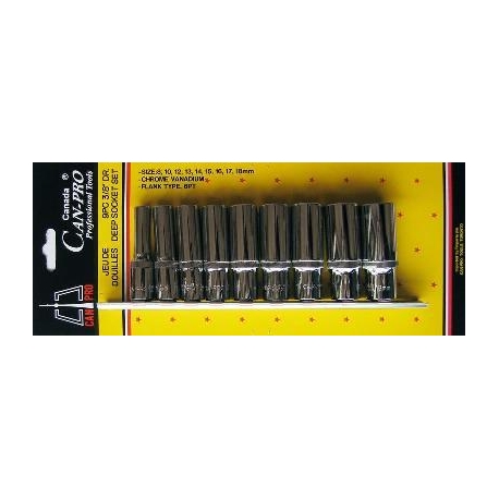 3/8 INCH DRIVE DEEP SOCKET SET SAE (35545CP)