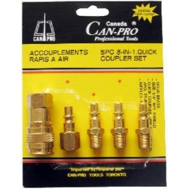 5 pc air coupler set brass coated (59007)