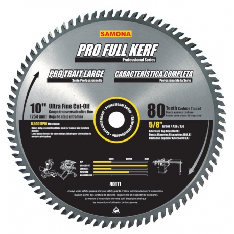 Professional Full Kerf Saw Blades 10 inches x 80T Cut-off 