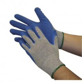 Gray & Blue Rubber Palm Poly-Cotton Gloves DOZEN (024610)