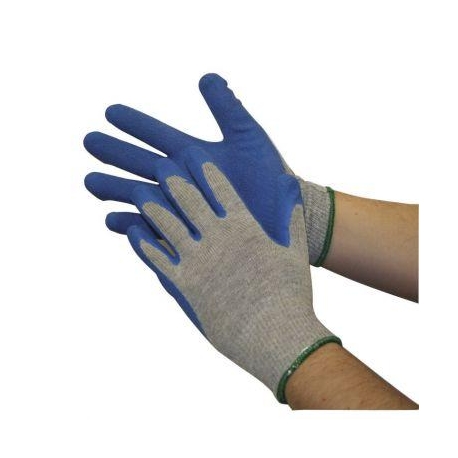 Gray & Blue Rubber Palm Poly-Cotton Gloves DOZEN (024610)