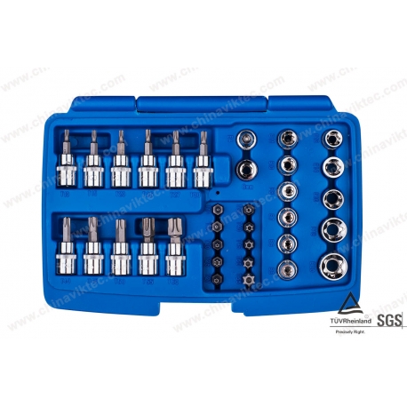 Ensemble combiné de douilles Torx de 34 pièces Male et Femelle (VT13357).