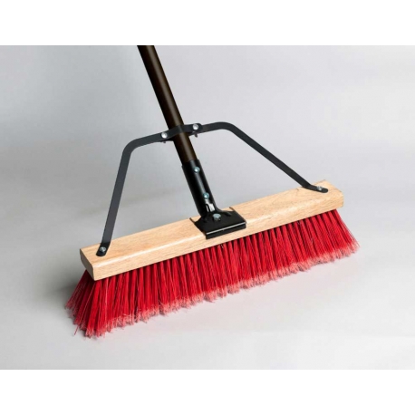  207024- Red Push Broom 24in With Brace & HDL 