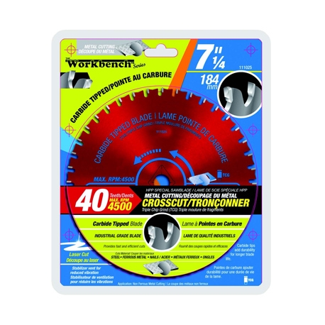  111025- Saw Blade Metal & Alum TCG Cut 7 1/4in (184mm) 40T 4500RPM 