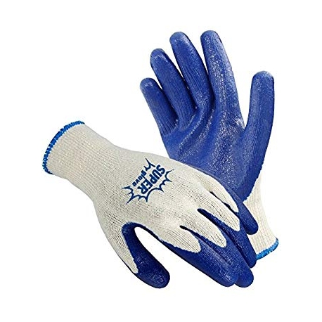 Blue Grey Rubber and Cotton gloves 12 pairs Large 551462